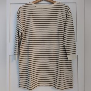 Uniqlo Striped Brown and White Long Sleeve Tunic Shirt